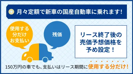 月々定額で新車の国産自動車に乗れます！