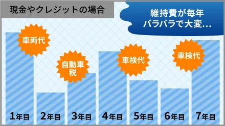現金やクレジットの場合、維持費が毎年バラバラで大変...